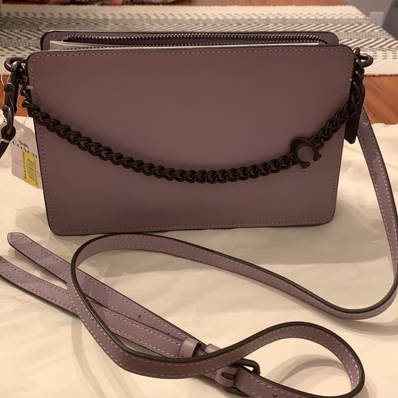 Coach Color-block Signature Chain Crossbody Purple Leather - Picture 4 of 4